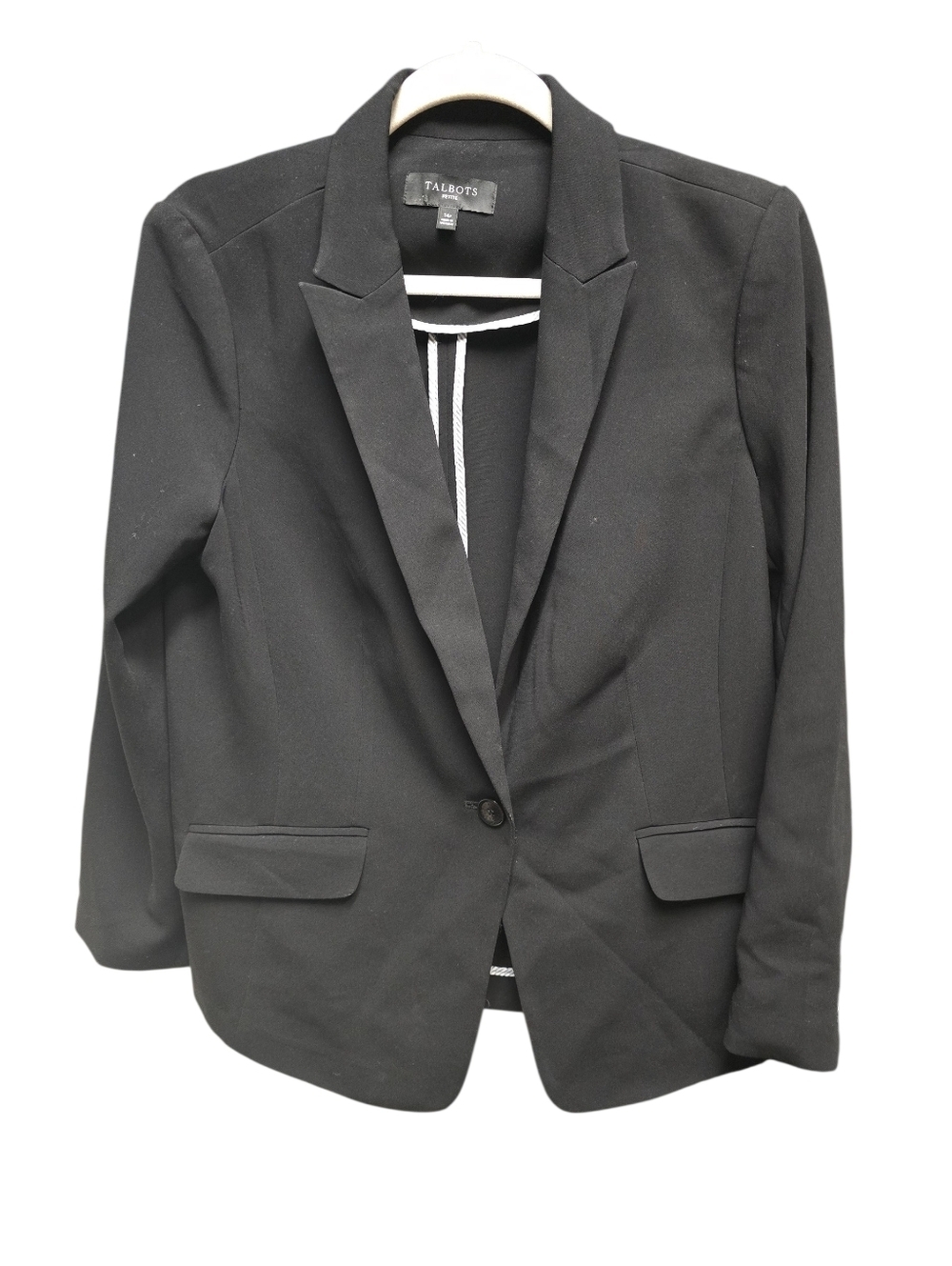 Talbots Black Single Button Twill Blazer sz. 14Petite